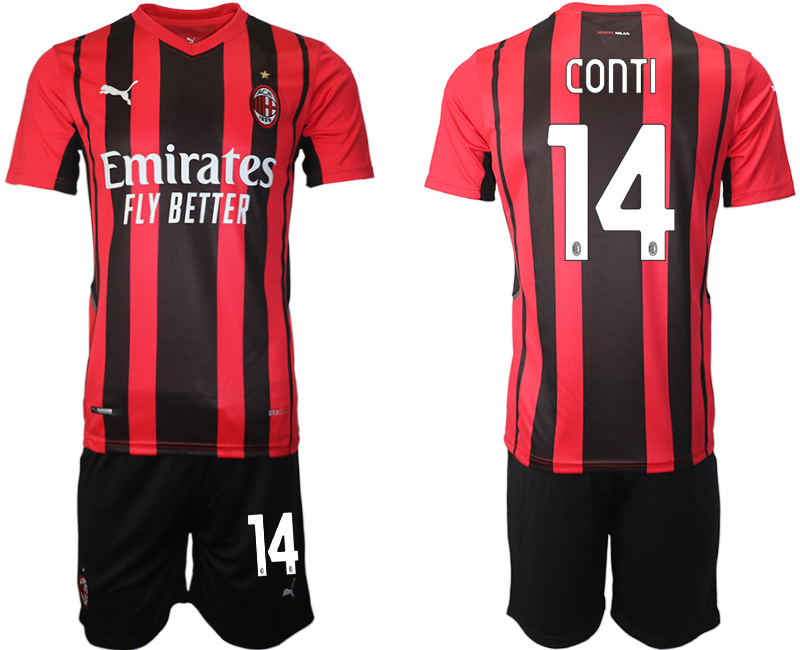 Men 2021-2022 Club AC Milan home red #14 Soccer Jersey